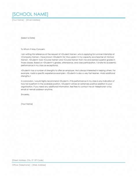 sample recommendation letters  internship template business format