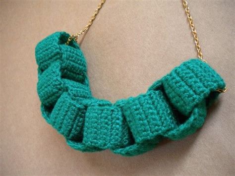 green love chain necklace crochet chain knit jewelry crochet jewelry