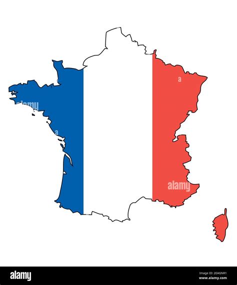 frankreich karte mit flagge umriss eines staates mit nationalflagge