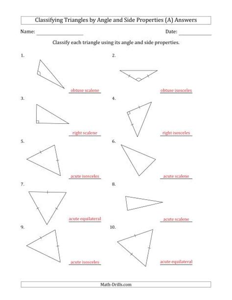 Classifying Triangles By Angle And Side Properties Marks