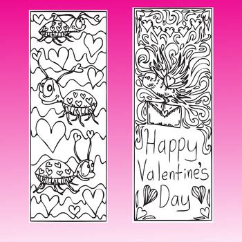 valentines day bookmarks  coloring  ms artastic tpt