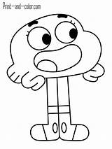 Gumball Coloring Pages Darwin Amazing Drawings Easy Cartoon Spongebob Davemelillo Awesome Disney sketch template