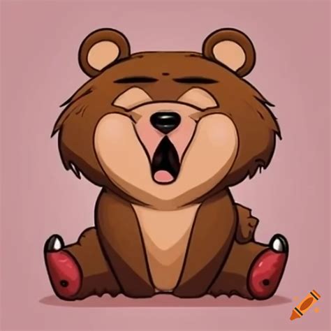 cartoon brown bear yawning