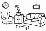 Room Living Coloring Pages Kids Clipart Colouring Color sketch template
