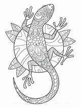 Lizard Adults Mandala sketch template
