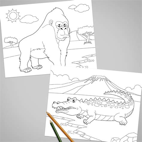 animals coloring book african animal coloring pages etsy