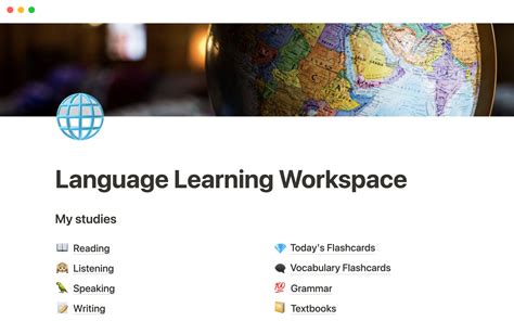 notion template gallery language learning workspace