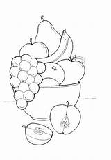 Drawing Fruit Object Coloring Fruits Netart sketch template