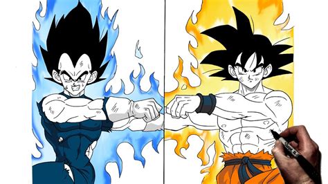 How To Draw Goku And Vegeta Fusion Dance Step By Step Dragon Ball