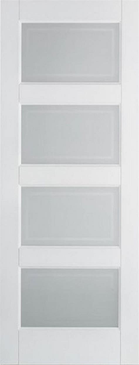 Internal White Contemporary 4 Panel Frosted Glass Door Moda Doors