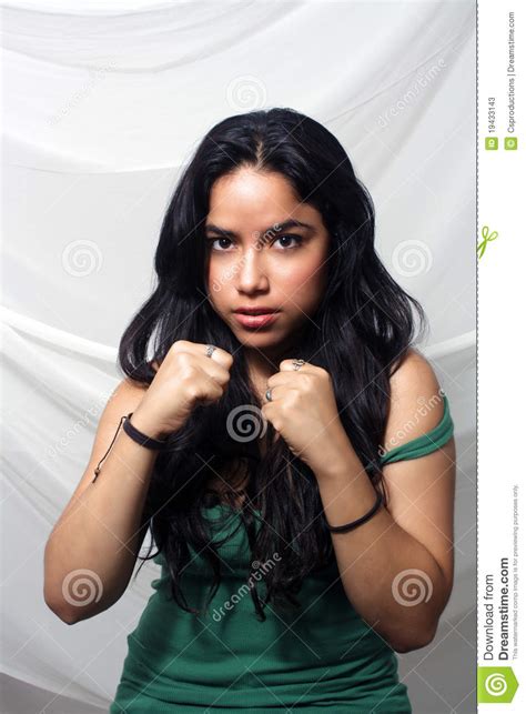 beautiful latina with fists 1 stock image image of female cute