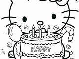 Birthday Coloring Kitty Hello Pages Cake Getcolorings sketch template