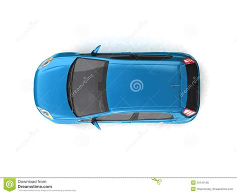 Hatchback Blue Car Top View Royalty Free Stock Image
