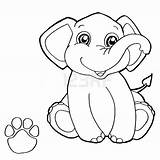Elephant Coloring Pages Print Vector Paw Copyright Clip Cartoon Colouring Color Kids Printable Stock Baby Book Template דפי ציעה sketch template