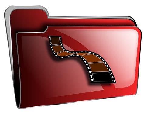 clipart folder icon red video