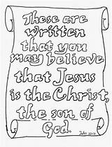 Coloring Pages Kids Bible Believe Sheets 31 Verse Sunday School May John These Written Awana 20 Sparks Printable Color Colouring sketch template