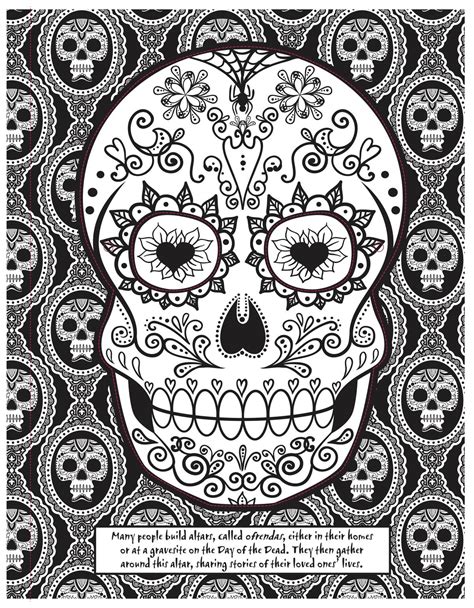 day   dead skull mask coloring page craftfoxes