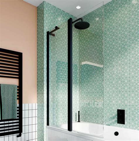 crosswater design  matt black double panel bath screen uk bathrooms bath shower screens