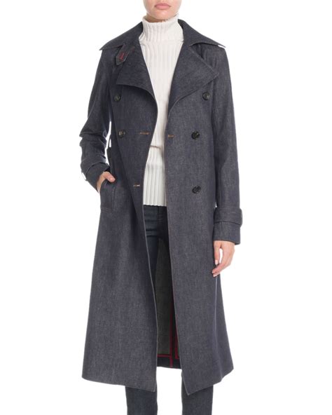 Victoria Beckham Denim Double Breasted Trench Coat