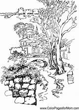 Coloring Landscape Pages Adults Landscapes Drawing Detailed Adult Pencil Color Tree Pdf Printable Print Nature Books Drawings Getdrawings Colouring Colorpagesformom sketch template