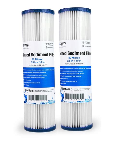 Pleated Poly Sediment Water Filter Cartridge Standard 2 5x10 20 Micron