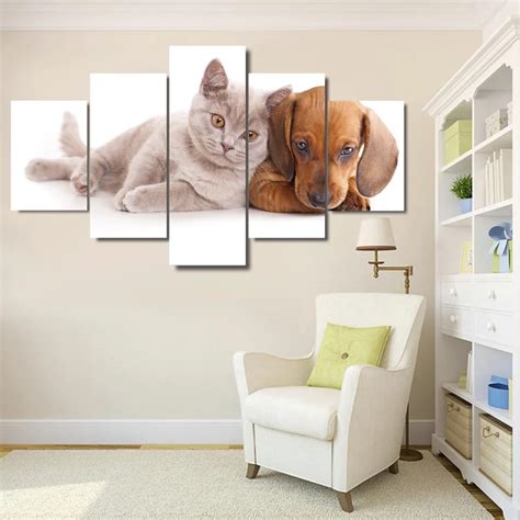 canvas hd prints paintings wall art home decor  pieces lovely cat  dog posters  living