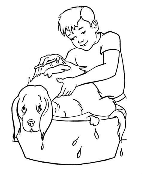 giving  dog  bath kid coloring page coloring book pages