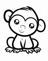Singe Monkey Monkeys Mono Monos Coloriages Mignon Singes Monito Sencillos Colorier Langur sketch template
