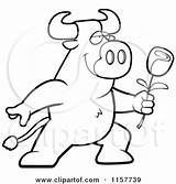 Presenting Bull Romantic Rose His Clipart Cartoon Thoman Cory Outlined Coloring Vector 2021 sketch template