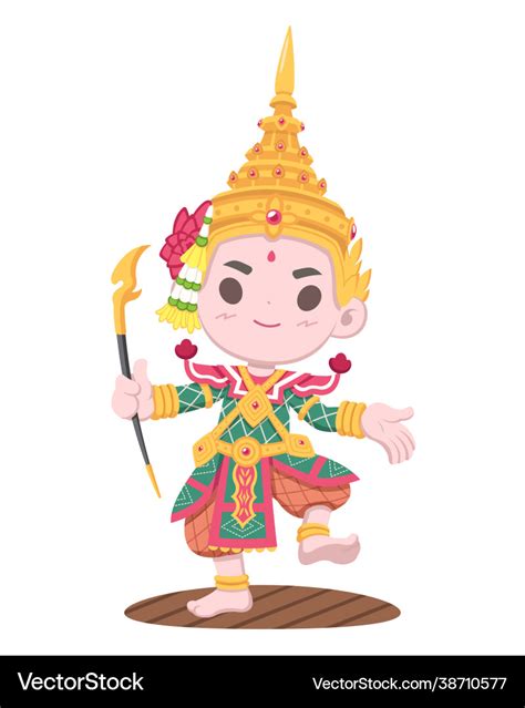 cute style thai khon performer cartoon royalty  vector
