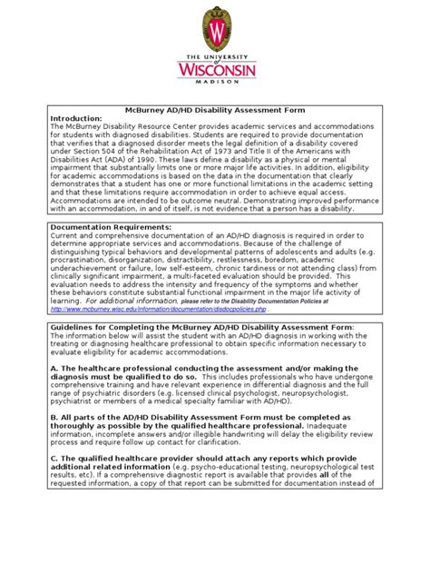 adhd disability assessment form letterhead attention deficit
