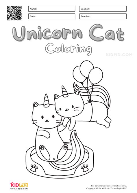 unicorn cat coloring pages  kids kidpid
