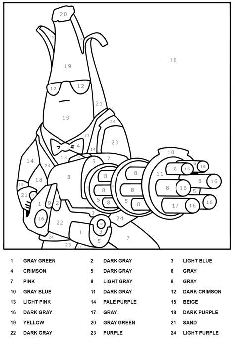 fortnite color  number  printable coloring pages  kids