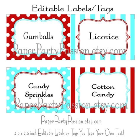 candy labels red candy buffet candy buffet labels candy buffet