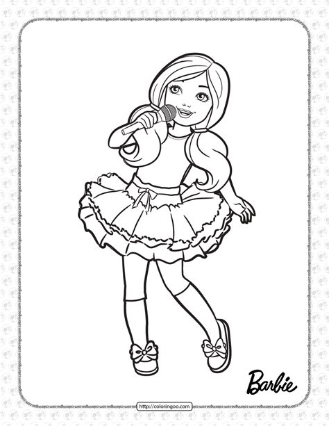 printable chelsea  singing coloring page barbie coloring pages