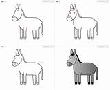 Donkey Draw Kids Step Drawing Easy Drawings Paintingvalley sketch template