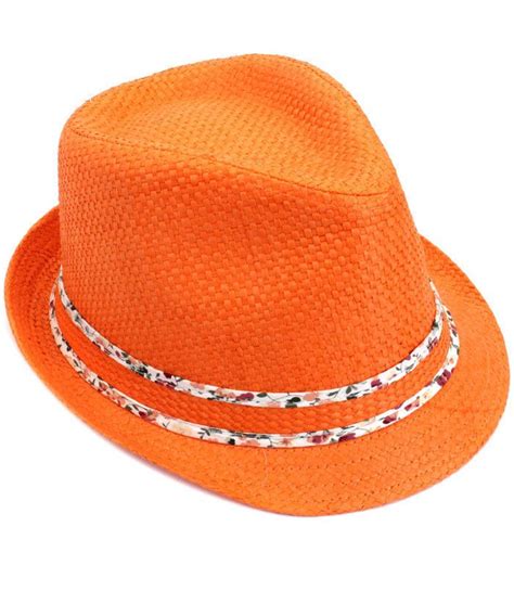 Orange Fedora Hat Men Fedora Hat Straw Fedora Hat
