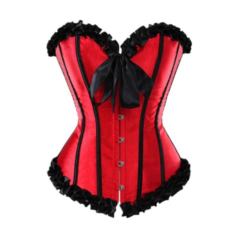New Sexy Corset Top Satin Lace Up Overbust Corsets And
