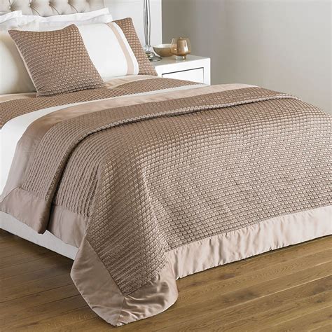 modern embellished honeycomb quilted bedspread  embroidered faux silk