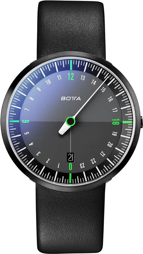 botta design herren armbanduhr  stunden einzeigeruhr uno  neo black edition analog quarz