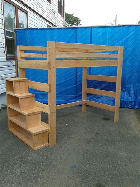 full size loft bed  stairs  adults pimphomee