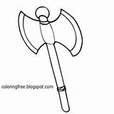 Axe Coloring Medieval Color Pages Weapon Battle Printable Template Head Ages Dark Sheet Teenagers Ax Drawing Templates sketch template