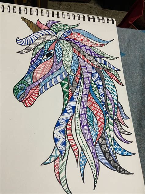unicorn mandala design art zentangle art zentangle patterns