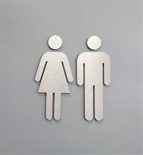 male female bathroom figures set   restroom door sign metal