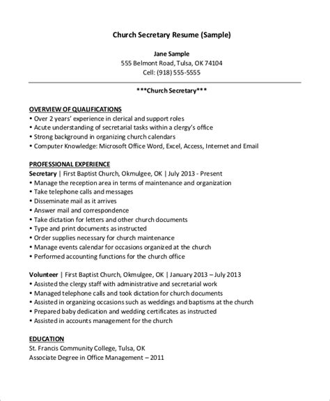 write resume church secretary webpresentationwebfccom