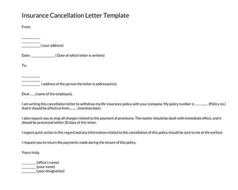 insurance cancellation letter sample letters examples
