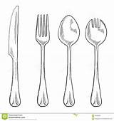 Spoon Fork Outline Utensils sketch template