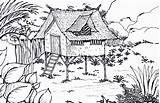 Coloring Forest House Drawing Pages Kids Bamboo Chinese Native Cabin Children Comments Coloringhome Paintingvalley Popular sketch template