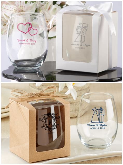 Personalized Stemless Wine Glass Favors