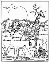 Coloring Pages Animals African Safari Animal Kids Wild Library Clipart sketch template